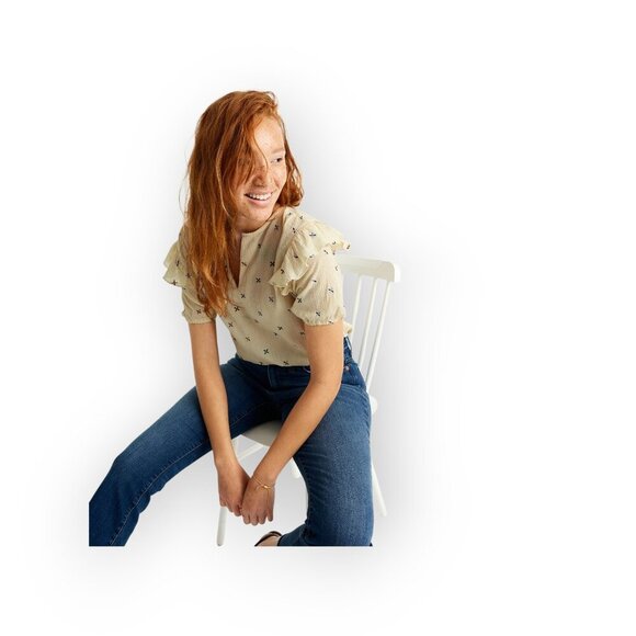 Madewell Embroidered Cotton Blouse Large - Picture 2 of 14